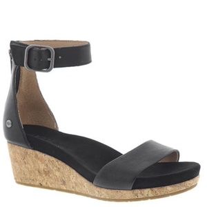 UGG Zoe II Wedge Sandals Black Size 7